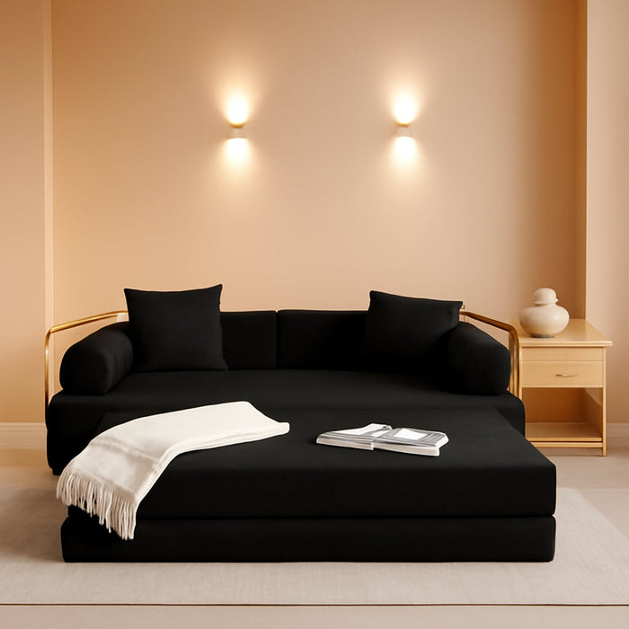 Corduroy 78Inch Multifunctional Convertible Sofa Bed Black