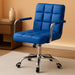 Desk Chair Modern Office Chair with Wheels Vanity Chair PU Leather Mid-Back Rolling Chair Cute Chair for Office, Teen, and Bedroom Desks (Blue)