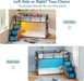 Low Bunk Bed Twin over Twin with 6 Storage Drawers and 6-Pocket Organizer, Reversible Storage Staircase(Left or Right), Bunk Bed for Kids with LED Lights,Metal Frame with Safety High Guardrails, Black