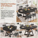 Expandable Kitchen Dining Table for 4-6, Oval round Dining Table with Storage Shelf and Removable Extension Leaf, Space Saving Pedestal Table for Dining Room, Modern Industrial Style (Black)