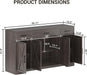 55 in Large Buffet Sideboard Cabinet with Storage 4 Doors and 3 Drawers Kitchen Storage Cabinet Coffee Bar Buffet Table for Dining Room, Living Room, Adjustable Shelf