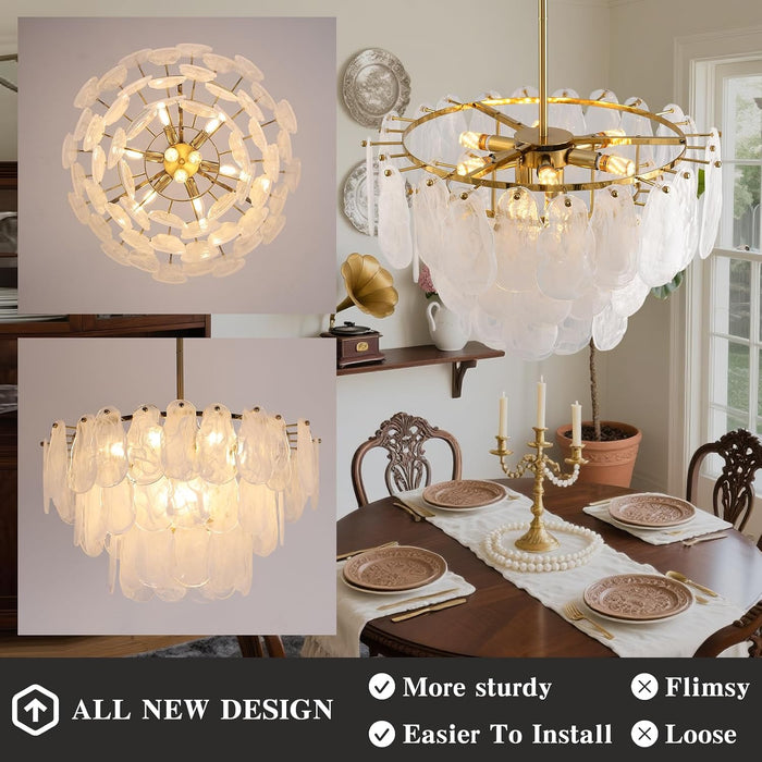 Gold Crystal Glass Chandelier 23.6 Inches Lighting
