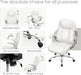 Ergonomic Office Chair PU Leather Executive Chair Padded Flip up Armrest Computer Chair Adjustable Height High Back Lumbar Support Wheels Swivel for Gaming Desk Chair (White)