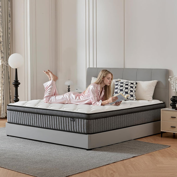 12 Inch Queen Mattress in a Box, Hybrid Cooling Gel Memory Foam & Pocketed Coils, Medium Firm, Certipur-Us Certified, Pressure Relief, Motion Isolation