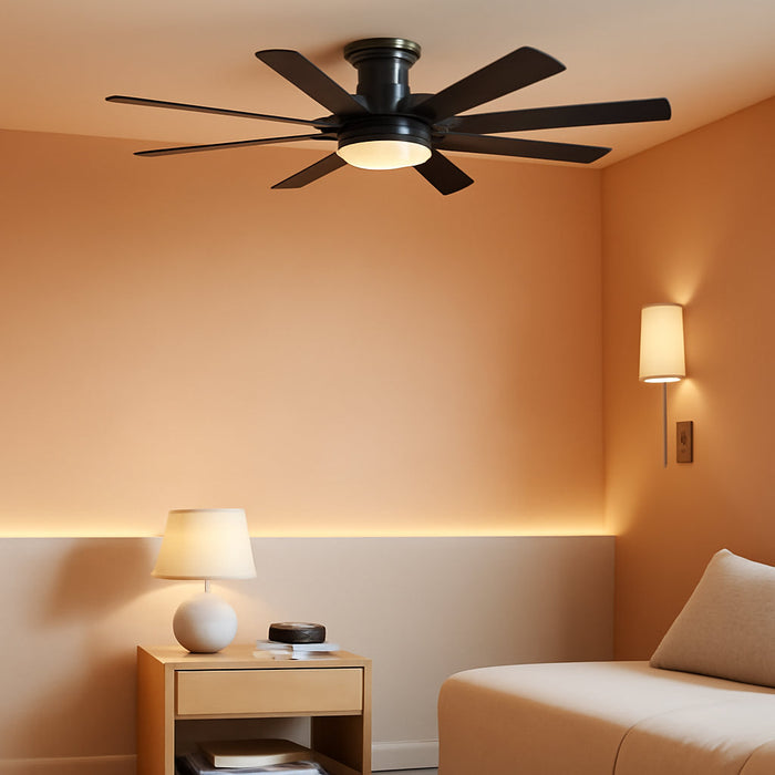 60Inch Ceiling Fan with Lights and Remotes, Large Low Profile Flush Mount Ceiling Fans,Dc Reversible Motor, 3CCT Dimmable,Noiseless,Dual Finish, Black 6 Speeds Ceiling Fan for Indoor/Outdoor