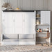 Queen Murphy Bed With Sofa Desk Storage WhiteGlossFinish