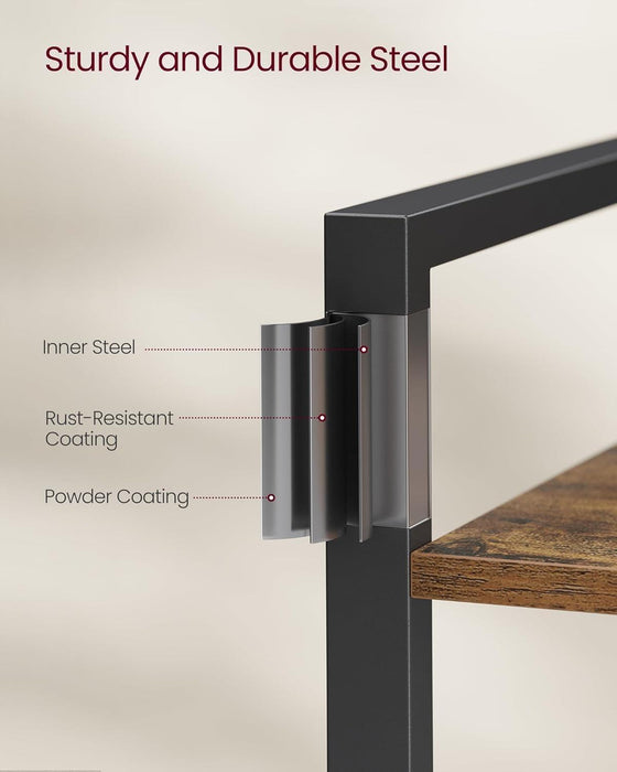 4-Tier Tall Bookshelf, Large Bookcase with Steel Frame, Deep Book Shelf for Living Room, Home Office, Study, 11.8 X 31.5 X 47 Inches, Industrial Style, Honey Brown and Black ULLS140K01