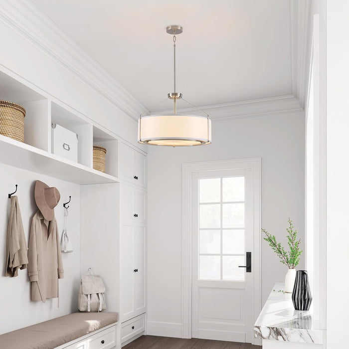 20Inches White Drum Chandelier Large Pendant Lights for Dining Room