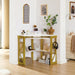 Corner Computer Desk 41 X 30 Inches with Smooth Keyboard & Storage Shelves for Home Office Workstation,White & Gold