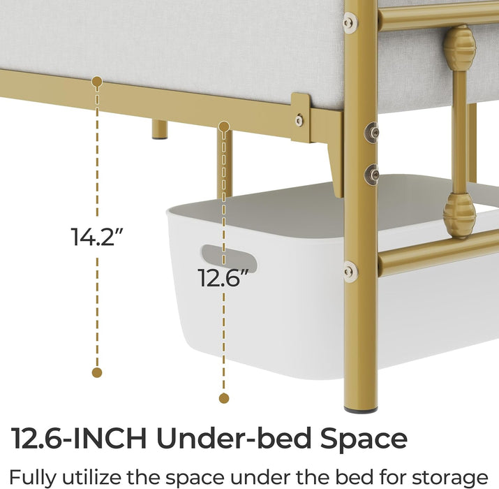 Full Metal Platform Bed Frame, Victorian Headboard & Footboard