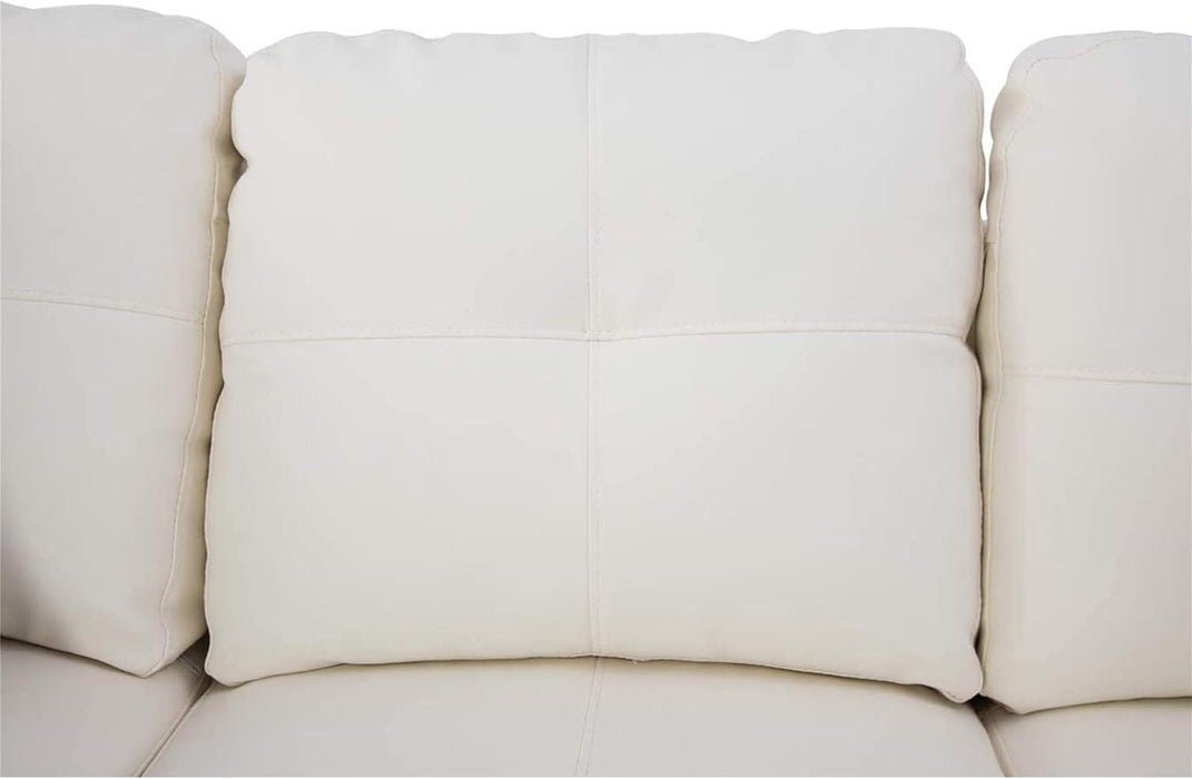 Sectional Sofa Faux Leather Modern L Shaped Couch Set 103.5”Wide Including Chaise and 3 Seating Sofa with Storage Ottoman for Living Room Furniture (Right Hand Facing, A-White)