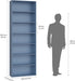 82" Tall Bookshelf Bookcase, 7-Tier Open Display Shelves, Blue