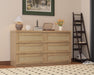 Rattan 6-Drawer Dresser for Bedroom - Slim Wooden Chest of Drawers, Durable Freestanding Storage Organizer Cabinet for Living Room and Entryway, Oak