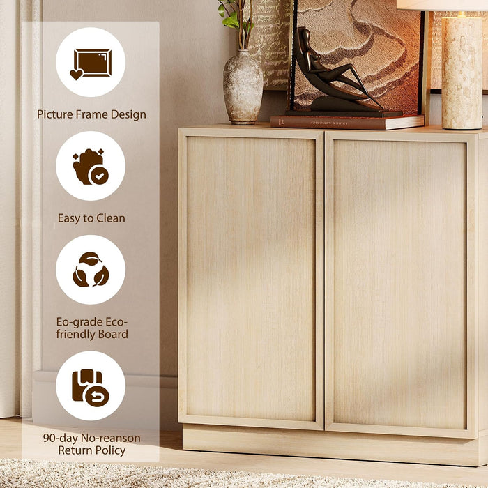 Modern 72" Tall Bookshelf with Doors and Adjustable Shelves, Library Bookcase with Storage Cabinet and Open Book Shelfs, Wood Book Shelf for Home Office, Living Room, Beige, 1 PC