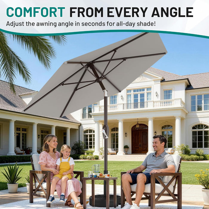 7.5FT Patio Umbrella Table Market Umbrella with 6 Sturdy Ribs, Button Tilt/Crank Heavy-Duty round Outdoor Umbrellas for Garden, Deck, Backyard,And Pool, Foggy Gray