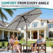 7.5FT Patio Umbrella Table Market Umbrella with 6 Sturdy Ribs, Button Tilt/Crank Heavy-Duty round Outdoor Umbrellas for Garden, Deck, Backyard,And Pool, Foggy Gray