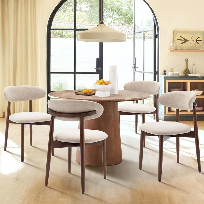 Wooden Dining Chairs Set of 4, Upholstered Kitchen Side Chair, Beige