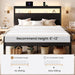 Queen Bed Frame, 2-Tier Storage Headboard, LED, Charging Station