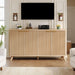 63" Fluted Sideboard Buffet Cabinet with Storage, Modern Curved Wood Credenza Media Console, Heavy Duty Coffee Bar Station with Adjustable Shelves for Kitchen, Living Room, Natural