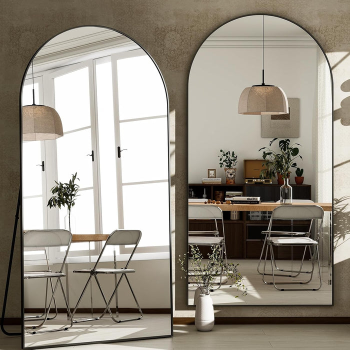 -34X76 Inch Wall Mount Arched Full Length Mirror-Aluminum Alloy Frame High Definition-Full Body Mirror for Bedroom or Living Room,Black