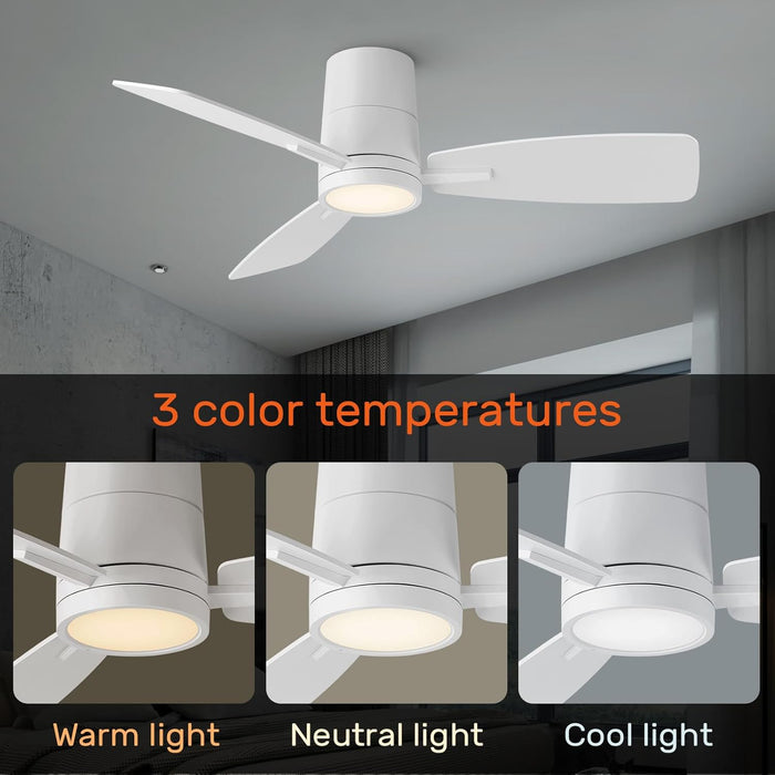 Ceiling Fan with Lights and Remote Control 42 Inch Multifunctional Quiet Fan with Three Color Temperature and High Brightness Light and Reversible Blades