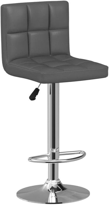 Bar Stools Modern Pu Leather Swivel Adjustable Hydraulic Bar Stool Square Counter Height Stool Set of 2 (Gray)