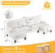 U-Shape Sectional Sofa Couch 111" Modern 4-Seat Sofa with Chaises Corduroy Fabric Upholstered Covertible Couch with Wood Grain Legs for Living Room, Reception Room, Apartment, Beige