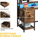 Computer Desk with Drawers & Hutch, 59.1" Office Desk with Power Outlets & LED Lights, Home Office Desk with Storage Shelves, Rustic Brown