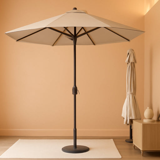 Patiokingdom 10FT Patio Umbrella with Push Button Tilt and Crank, Outdoor Market Umbrella with 8 Fiberglass Ribs, UV Protection Table Umbrella for Pool,Backyard,Garden,Deck