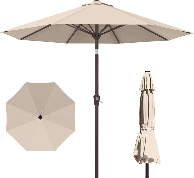 Patiokingdom 10FT Patio Umbrella with Push Button Tilt and Crank, Outdoor Market Umbrella with 8 Fiberglass Ribs, UV Protection Table Umbrella for Pool,Backyard,Garden,Deck
