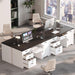 59” Office Desk with Lockable Drawers, Modern Computer Desk with File Drawer, Charging Station & Drop-Front Keyboard Drawer, Executive Desk with Storage Cabinet for Home Office & Studio, White