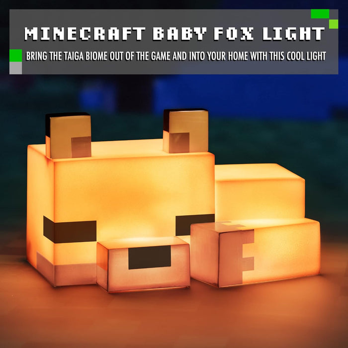 Minecraft Cute Fox Night Light, Soft Orange Glow, Officially Licensed Minecraft Decor and Desk Lamp for Gaming Room or Kids and Tween Bedroom