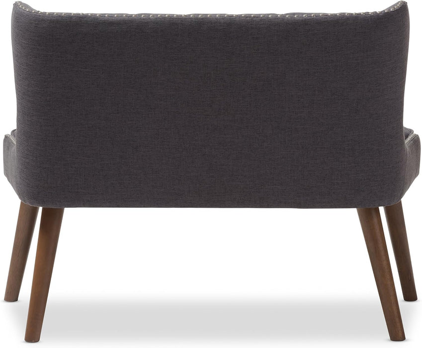 Dark Grey Button-Tufted Loveseat: Mid-Century Modern Style