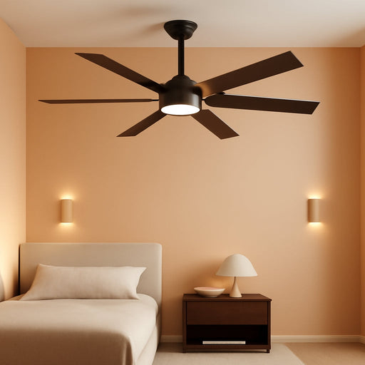 58 Inch Ceiling Fans with Lights and Remote, Black Indoor/Outdoor Ceiling Fan with Quiet Reversible DC Motor, 6 Speeds, 3CCT, 6 Blades Large Ceiling Fan for Living Room Bedroom Patio