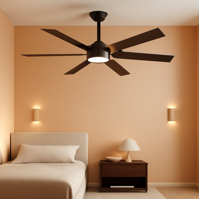 58 Inch Ceiling Fans with Lights and Remote, Black Indoor/Outdoor Ceiling Fan with Quiet Reversible DC Motor, 6 Speeds, 3CCT, 6 Blades Large Ceiling Fan for Living Room Bedroom Patio