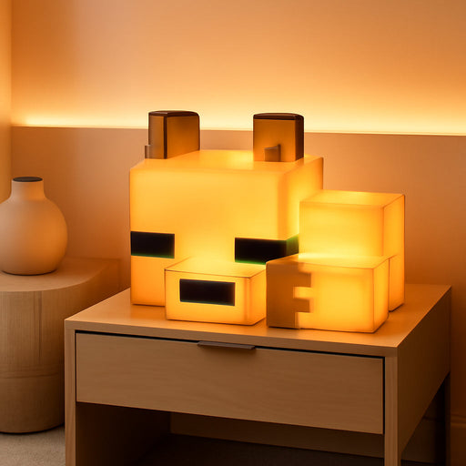 Minecraft Cute Fox Night Light, Soft Orange Glow, Officially Licensed Minecraft Decor and Desk Lamp for Gaming Room or Kids and Tween Bedroom