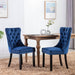 Tufted Dining Chairs Set of 4, Velvet Upholstered Dining Chairs with Nailhead Back and Ring Pull Trim, Solid Wood Dining Chairs for Kitchen/Bedroom/Dining Room (Blue)