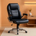 Ergonomic Office Chair, High-Back Bonded Leather with Flip-Up Arms and Lumbar Support, Black, 29.5"D X 27.5"W X 44.75"H