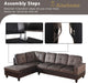 2 Pieces Sectional Sofa Sets, L-Shape Sofa Microfiber Couch Living Room Sofa Set with Chaise Using for Living Room Furniture(A-Brown, Left Hand Facing)