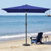 6.5X10Ft Rectangular Patio Umbrella Solar Powered Outdoor Table Market Umbrella with LED Lights & Push Button Tilt & Easy Crank for Garden/Lawn/Beach/Pool/Deck Navy Blue