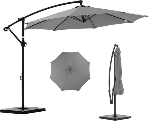 10FT Patio Umbrella, Offset Cantilever Outdoor Patio Table Umbrella, UV Protection, Fade Resistant Fabric, Easy Tilt Adjustment for Deck, Pool, Backyard, Garden