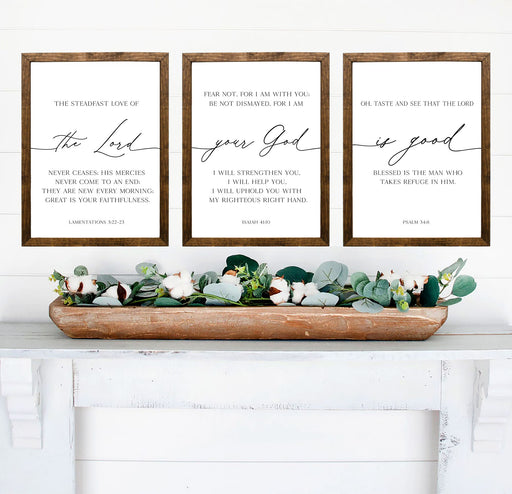 Bible Verse Wall Art Set of 3, the Lord Your God Is Good, Lamentations 3 22 23, Scripture Wall Decor, Christian Home Decor, Christian Decor