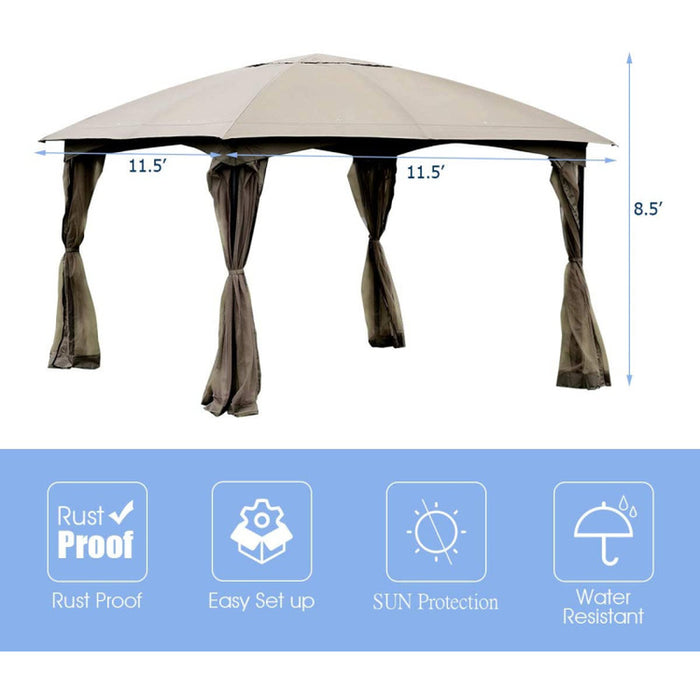 11.5 X 11.5 Feet Fully Enclosed Outdoor Gazebo with Removable 4 Walls