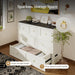 Rustic White Queen Size Murphy CabinetBed USBCharging
