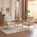 Beige Chenille Modern Armchair Featuring Lumbar Pillow