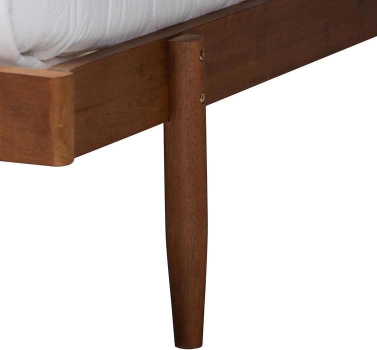 Calderon Retro-Modern Walnut Brown Finished Wood Queen Size Platform Bed
