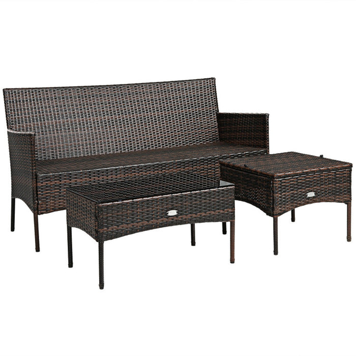 3 Pieces Patio Furniture Sectional Set with 5 Cozy Cushions