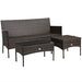 3 Pieces Patio Furniture Sectional Set with 5 Cozy Cushions