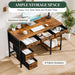 47" Computer Desk with 6 Drawers, Home Office Gaming Desks with Storage Shelves for Bedroom, Writing Study Corner Living Room Work Table Brown