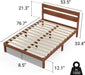 Full Bed Frame with Headboard Classic Wood Platform, Noise Free, under Bed Storage, No Box Spring Needed, Easy Assembly, Cherry
